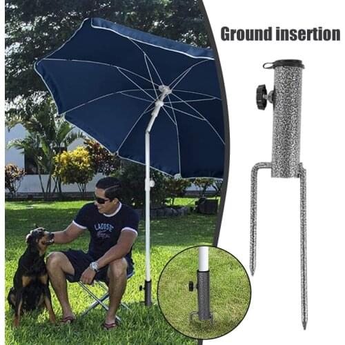 Hot Parasol Ground Plug Sunshade Outdoor Sun Umbrella Stand Umbrella Black Metal Iron Fixed Umbrella Advertising Umbrella Stands