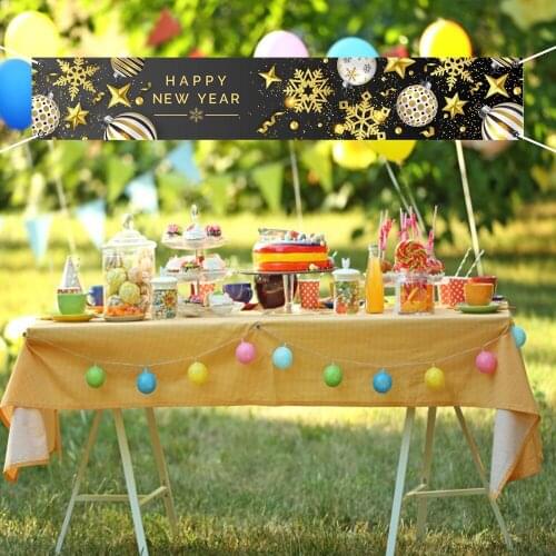 180x30cm Merry Christmas and Happy New Year Garden Fence Banner Backdrops Decoration Family Party Photo Background Booth Poster