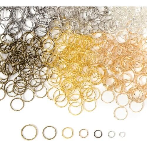 200pcs/lot 5/6/7/8/10/12/14mm Double Loop Key Ring Clasps Connector For DiY Jewelry Making Keychain Bracelet Findings Wholesale