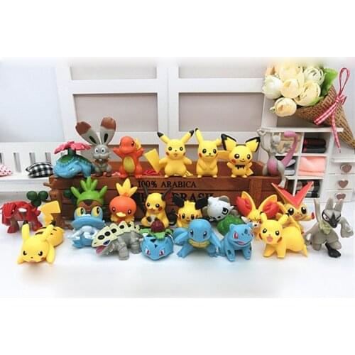 24 Pcs /set Action Figure Pokemoners Monster Model Toy Mini Pikachu Mewtwo Groudon Dolls Model Collection Toys for Children Gift