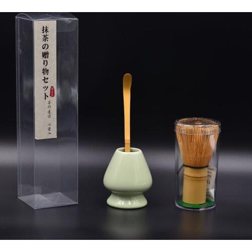 3 Pcs/set Japanese Traditional Matcha Giftset Bamboo Matcha Whisk Scoop Ceremic Matcha Holder Matcha Tea Stirrer Matcha Tea Sets