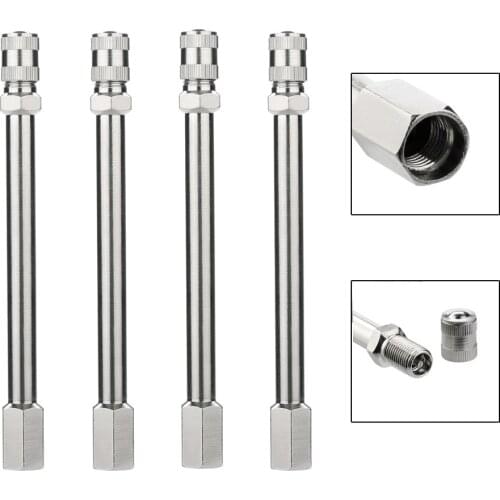 4x Chrome Tyre Wheel Valve Extension Extender Caps Stem For Car Truck Van New car styling Dropshipping