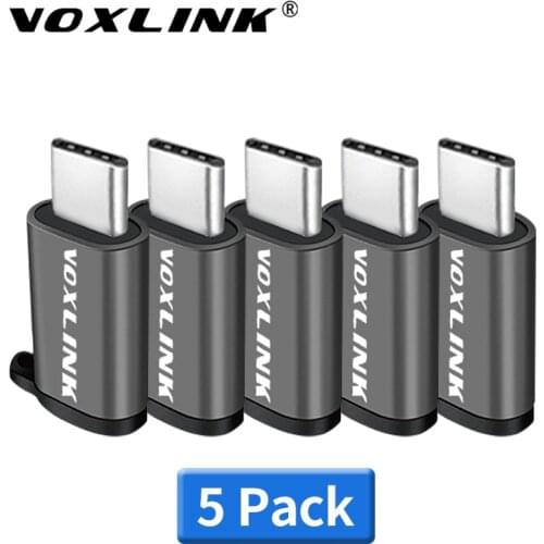 VOXLINK 5 Pack Adapter Micro USB To Type C Alloy Case Android USB Connector To Type C For Huawei Xiaomi With Keychain Adaptors