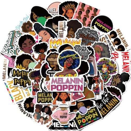 50pcs inspirational black girl Melanin Poppin Graffiti stickers luggage laptop waterproof stickers