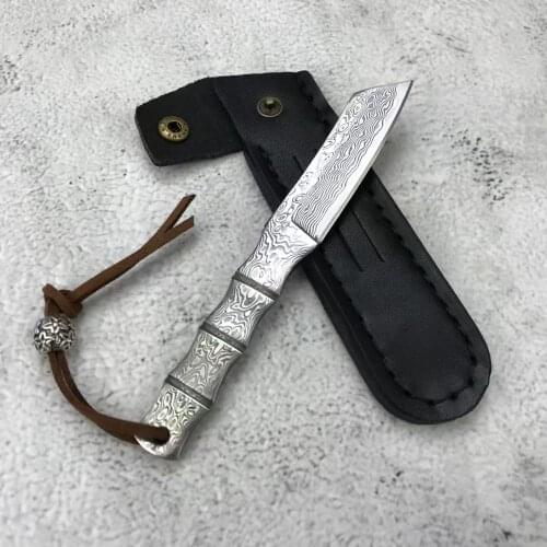 59HRC Forged 128 layers Damascus Steel Knife Blade Blanks Sharp Fixed Hunting Knife camping knifeblade