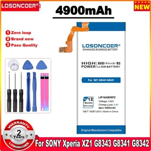 LOSONCOER 4700mAh LIP1645ERPC Battery For Sony XZ1 G8341 G8342 G8343 XZ1 Dual Battery