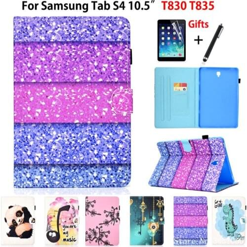 Case For Samsung Galaxy Tab S4 10.5" T830 T835 SM-T830 SM-T835 Smart Cover Funda Tablet Cute Cartoon Flip Stand Shell +Film+Pen
