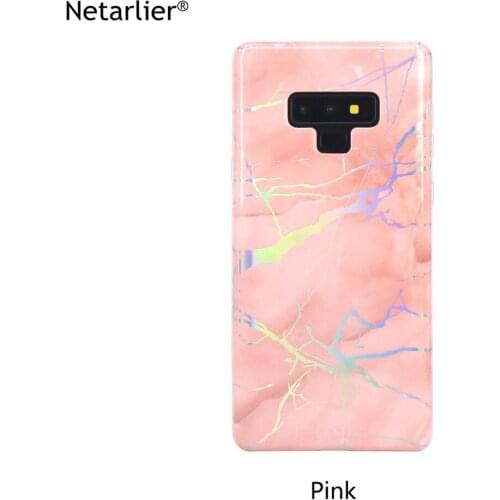 Netarlier IMD Fitted Case For Samsung Galaxy Note8 note9 S9 S9Plus Pink Holo Chrome Marble Design Glossy Protective Case Cover