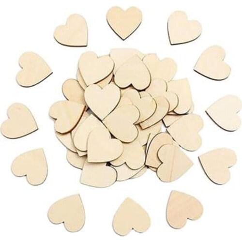 100pcs 10MM Log Color Heart Shaped Wooden Chips 15MM 20MM Wood Ornaments Shapes Embellishment DIY Crafts Decorations