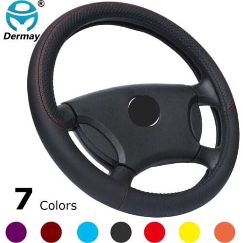DERMAY New Arrival 7Colors Car Steering Wheel Cover Leather Size 38cm For VW Skoda Chevrolet Ford Nissan etc. 95% Cars