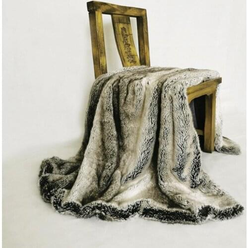 Faux fur home leisure blanket gray super soft high imitation rabbit fur model inter-leather blanket