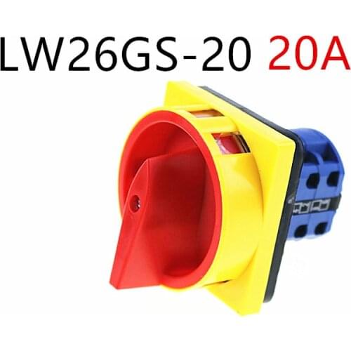 LW26GS-20 690V 20A Padlock Rotary Cam Switch OFF-ON 2 position 4 Poles 8 terminals main switch, emergency stop