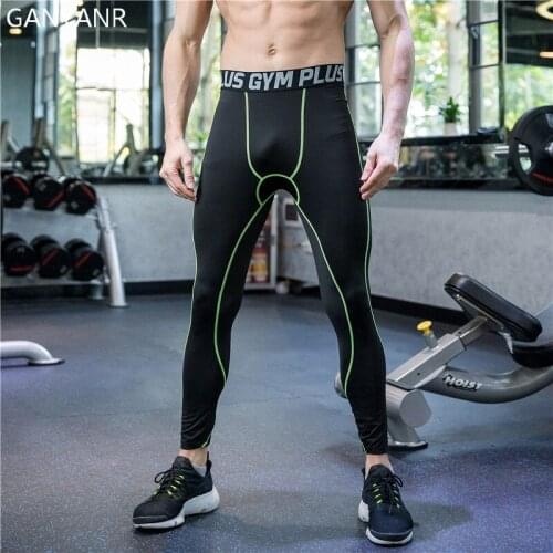 GANYANR Running Tights Men Yoga Basketball Sports Leggings Fitness Compression Long Pants Bodybuilding Gym Jogging Athletic Sexy