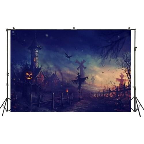 HUAYI Photography Backdrop Halloween Pumpkin Lantern Horror Night PhotoBackground Child Studio Birthday Room Decoration W-4114