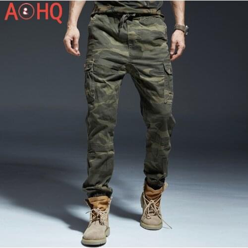 Camouflage Cargo Pants Men Ankle Length Elastic Waist Joggers Military Casual Pants Clothing