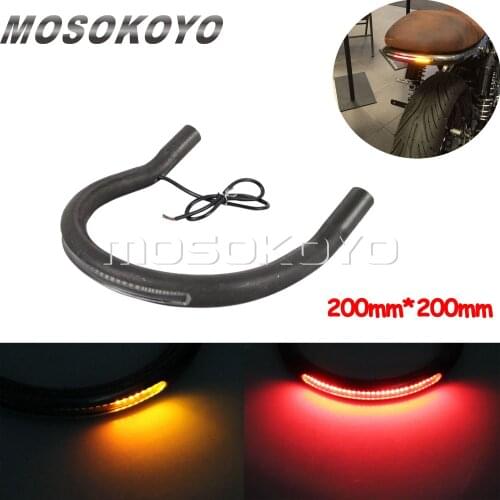 150mm/200mm/220mm/270mm Cafe Racer Rear Seat Frame Hoop Loop 7/8" 1" Tube w LED Taillight Turn Signal Lamp for Scrambler Chopper