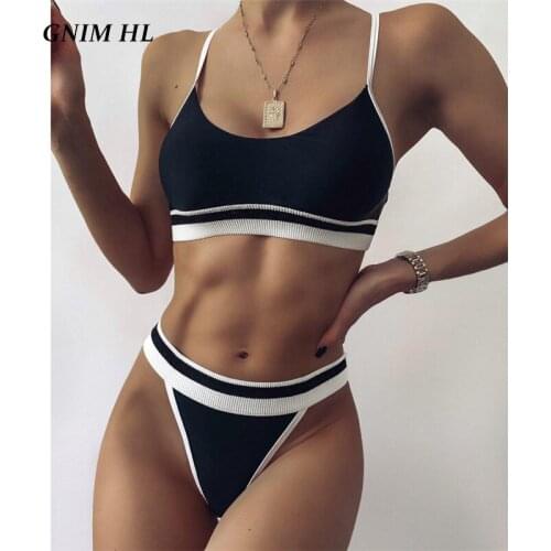 Sexy Bandeau Bikini Set 2021 Patchwork Swimwear Women Push Up Halter High Cut Brazilian Swimsuit 2 Piece Swimming Suit For Women