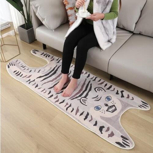 Tiger Printed Rug Cartoon Tiger Printed Kilim Cotton NonSlip Antiskid Mat for Bedroom Living Room Stylish Bathroom Floor Mat