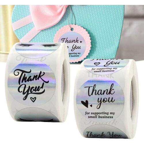 Colorful Thank You Stickers Roll 500-Count Stickers Round for Wedding Birthday Party Holiday Celebration TS2