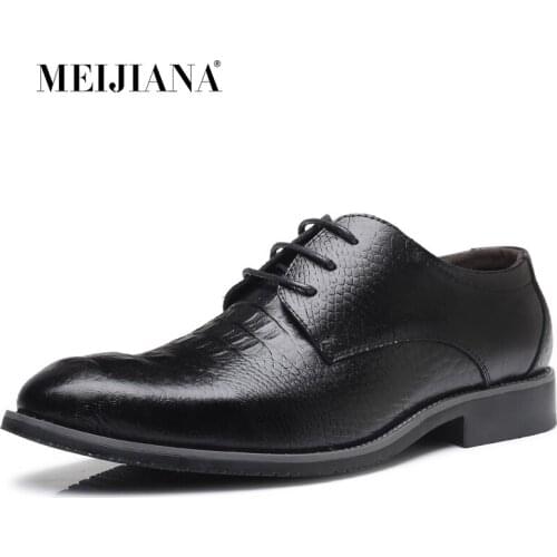 MEIJIANA Fashion Men Casual Shoes Crocodile Pattern Solid Color Leisure Shoes Outdoor Club Leisure Male Footwear Size 38-47
