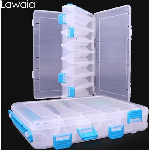 Lawaia Fishing Box Double Open Multifunctional Transparent Baits Accessories Box Double-layer Fake Bait Minor Sequin Storage Box