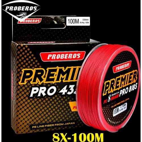 100M 8 Stands Fishing Line 0.28mm-0.6mm Multi Color PE Line 40LB-120LB Braided Line Green/Gray/Yellow/Blue/Red Line