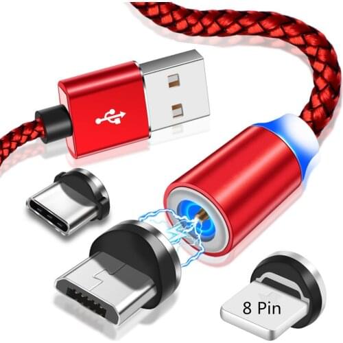 Micro usb For Samsung A10 A50 Note 10 S8 S9 Android Phone Type C Charger Magnetic 8 Pin Charge cable For iphone 6 7 X XR XS Max