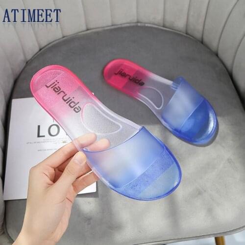 Fashion Womens Sandals And Slippers Summer Shoes New Style Transparent Outside Plastic Slippers