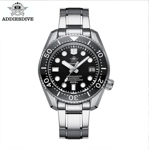 ADDIESDIVE NH35A Automatic Mens Watch 300M Water Resistant Sapphire Crystal Luminous Dial Nylon Steel Band Dive Wristwatch