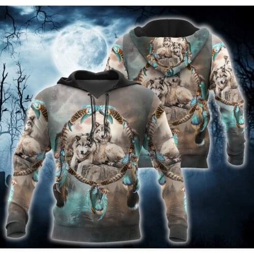 Dreamcatcher Native Wolf 3D Printed Men Hoodies Sweatshirt Unisex Streetwear Zipper Pullover Casual Jacket Tracksuits KJ0184