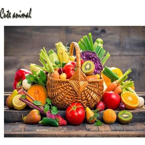 5D Diamond Painting Modern Fruit And Basket Diy Diamond Embroidery Vegetables Full Square Drill Diamond Mosaic Cross Stitch Kit