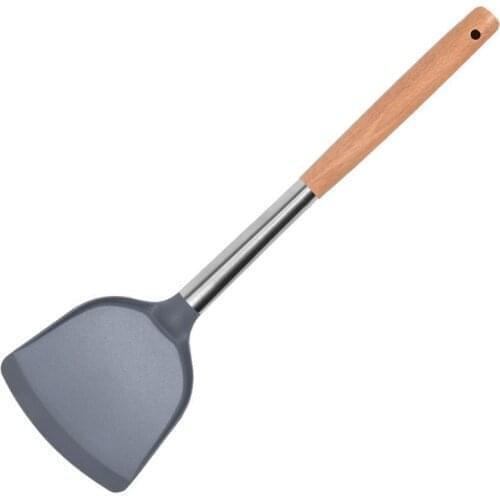 1pc Silicone Cooking Utensils Set Non-Stick Spatula Shovel Wooden Handle Spatula Cooking Tools For Home Kitchen Tools
