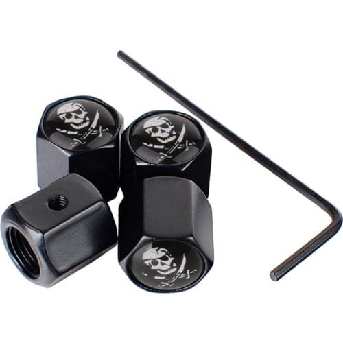 Car Styling Wheel Tire Valve Stem Caps Rim Sticker For Pirate Skull For Mitsubishi Lancer Toyota RAV4 Alfa Romeo Corvette ZR1