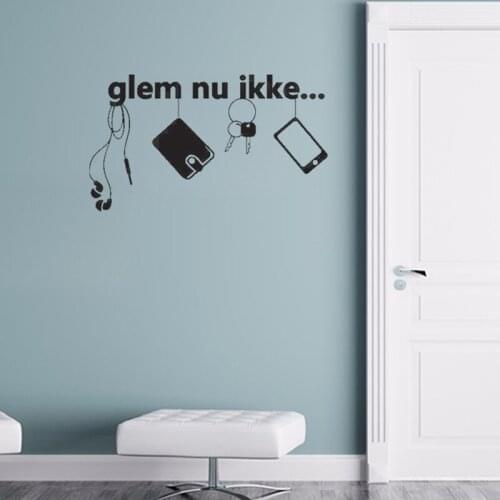 Glem nu ikke Before Leaving Reminder wall sticker Door home decor Bedroom living room Decals poster Mural removable stickers