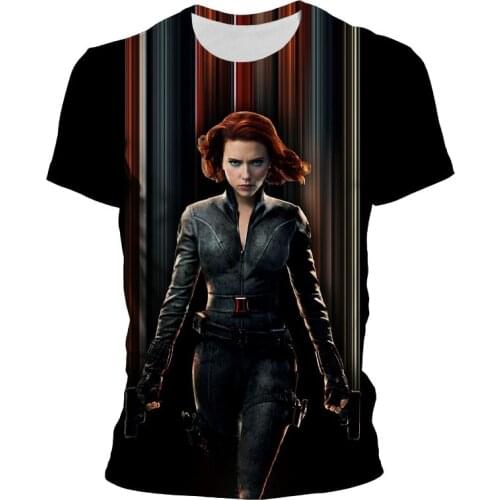 2021 New Marvel Movie Black Widow T Shirt Men Kawaii Super Hero Avengers Natasha Graphic Tees Harajuku Unisex Tops T-shirt Male