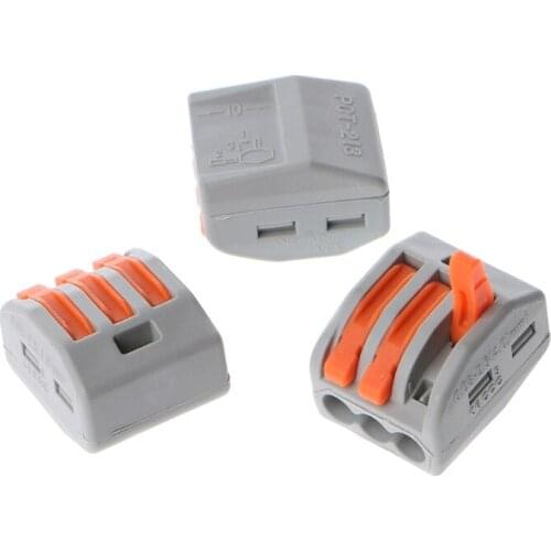 OOTDTY 10 Pcs 3 Way Electric Cable Wire Connector Reusable Lever Terminal Block