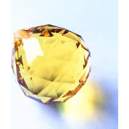 Wholesale Price Yellow 40mm K9 Crystal Faceted Ball(+ring), Crystal Chandelier Ball, Crystal Lighting Ball, Free Shipping