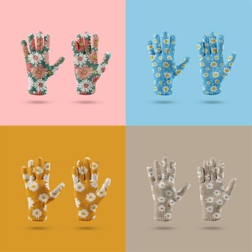 Creative Fashion Printing Gloves Mobile Phone Touch Screen Knitted Gloves Winter Autumn Warm Adult Work Gloves Men Women Guantes