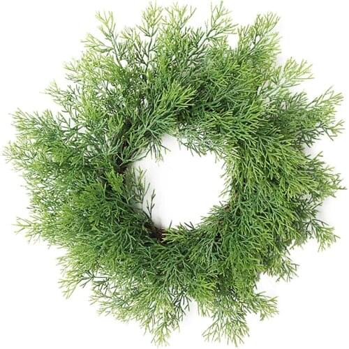 Pastoral Pendant Wreath Of Cypress Leaves Fake Grass Ring Artificial Plants 28cm Holiday Party Suppliers Christmas Tree Ornament