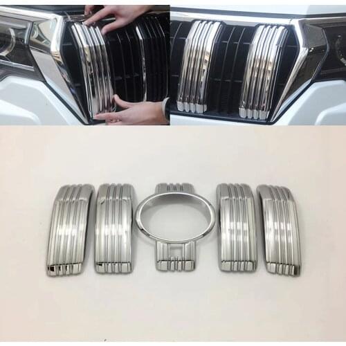 For Toyota Land Cruiser Prado FJ150 2018-2020 Car Front Bumper Grill Grille Cover Trim ABS Chrome Car Accessories