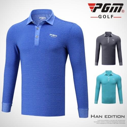 Pgm Golf Shirts Men Autumn Winter Golf Apparel Male Turn Down Collar Long Sleeved Clothing High Elastic Table Tennis Shirt D0487