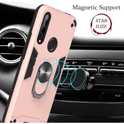 Armor Shockproof Case For Huawei Honor 9X Pro P40 Lite 5G Nova 5T Magnetic Ring Stand Holder Soft TPU Frame Hard PC Back Cover