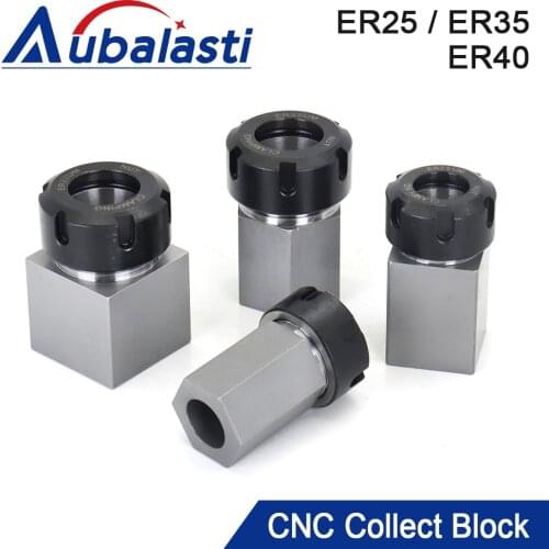 ER25 ER32 ER40 Square HEX Chuck Block Hard Steel ER Spring Chuck Seat for CNC Lathe Engraving Machine Motor Shaft Extension Rod