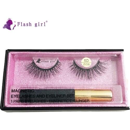 Flash Girl luxury 5D-W06 eyelashes soft mink magnetic eyelashes and eyeliner suit eyelashes