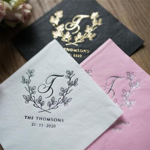 Custom Napkins, Wedding Napkins, Monogramed any text Napkins, Birthday party Modern Logo ，First Communion Baby shower
