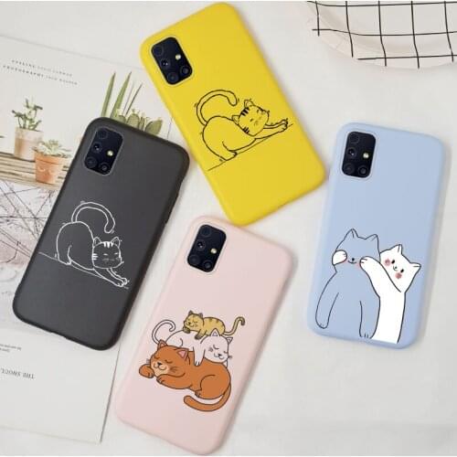 Fun Cat Silicone Case For Samsung Galaxy A50 A70 A51 A71 A31 A40 Cover TPU Soft Cat Case Cartoon For Samsung A51 A71 4G Coque
