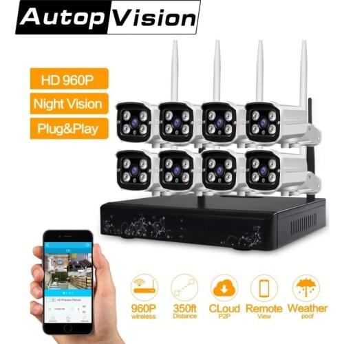 LS-WIFI HD 960P Outdoor Surveillance Camera System 8CH NVR Kit CCTV Home Security Camera System Wireless WIFI IP Camera System