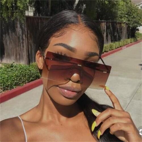 Large Square Rimless Sunglasses Women New Big Men Silver Mirror Shades Fashion Brand Designer Oversized Sun Glasses