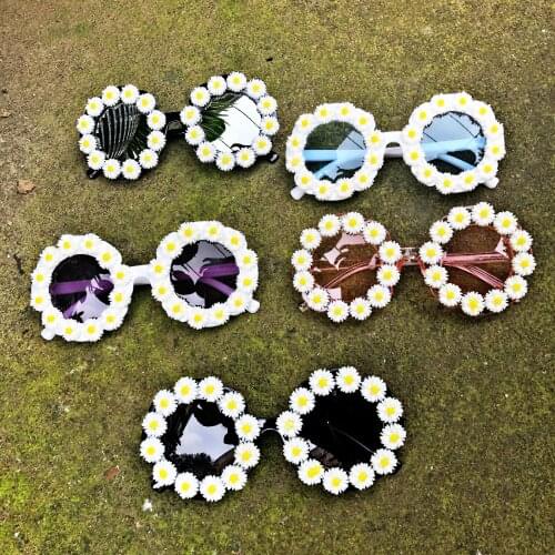 Sun Flower Baby Sunglasses Handmade Round Kids Sun Glasses 4-12 Children Party Eyewear 2021 Winter Cool Eyeglass Gafas De Sol