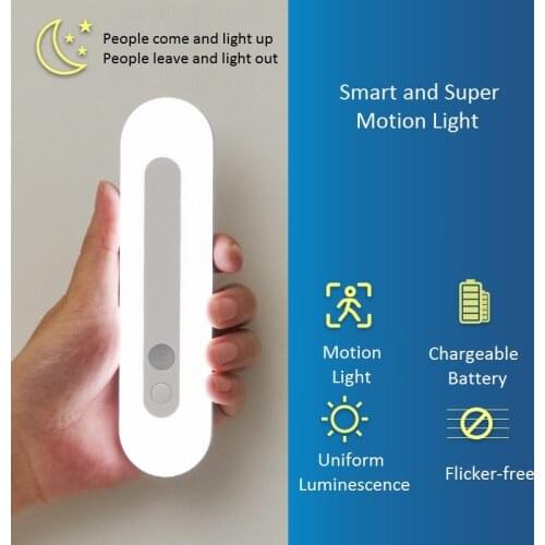 USB Motion Sensor LED Light Bar Rechargeable Induction Backlight Magnetic Strip Wall Lamp Portable Wireless Flashlight